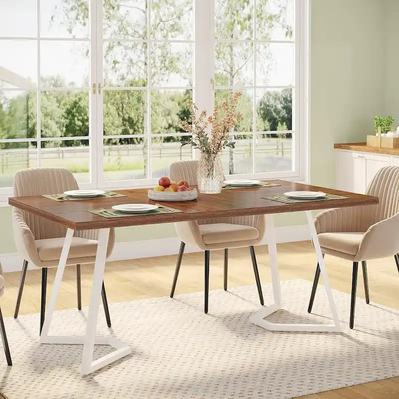 Table à manger moderne, petite table de cuisine en similicuir marbre blanc pour la famille
