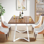 Table à manger moderne, petite table de cuisine en similicuir marbre blanc pour la famille