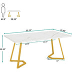 Table à manger moderne, petite table de cuisine en similicuir marbre blanc pour la famille