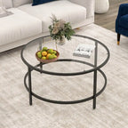 Table basse ronde en verre trempé de 36 po avec cadre en métal