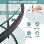 Table basse ronde en verre trempé de 36 po avec cadre en métal