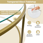 Table basse ronde en verre trempé de 36 po avec cadre en métal