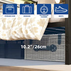 Cadre de lit King LED avec station de recharge, rangement de tête de lit en métal et ports USB, lumières de ferme