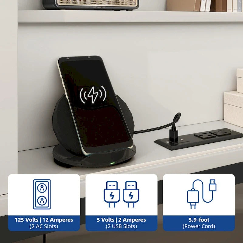 Cadre de lit King LED avec station de recharge, rangement de tête de lit en métal et ports USB, lumières de ferme