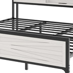 Cadre de lit King LED avec station de recharge, rangement de tête de lit en métal et ports USB, lumières de ferme