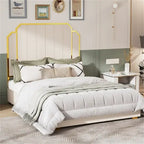 Cadre de lit Queen Size et tête de lit 59,06 avec garniture plaquée or