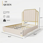 Cadre de lit Queen Size et tête de lit 59,06 avec garniture plaquée or