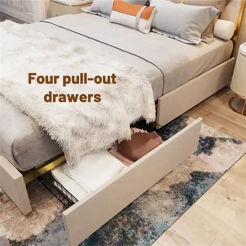 Cadre de lit Queen Size et tête de lit 59,06 avec garniture plaquée or