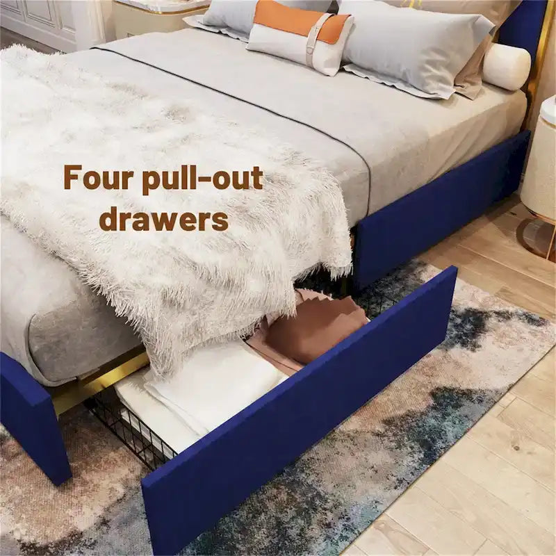 Cadre de lit Queen Size et tête de lit 59,06 avec garniture plaquée or
