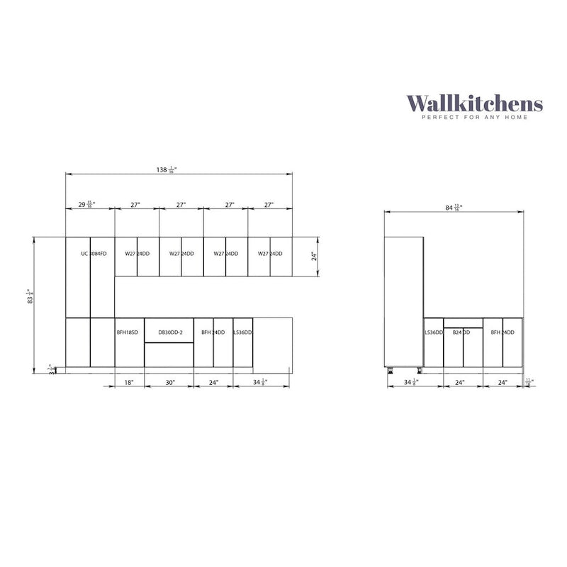 Cuisine Prestige Collection Blanc Mat, largeur 11 pi - 138x85