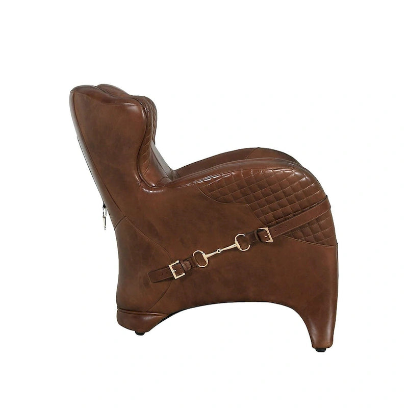 Fauteuil club en cuir pleine fleur Aspen, marron