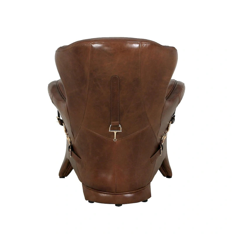 Fauteuil club en cuir pleine fleur Aspen, marron
