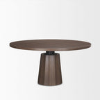 Table à manger ronde sur pied Swanson 60 en bois marron foncé