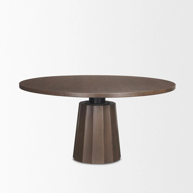Table à manger ronde sur pied Swanson 60 en bois marron foncé