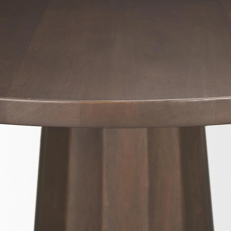 Table à manger ronde sur pied Swanson 60 en bois marron foncé