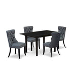 Table de cuisine - une table à manger avec rallonge papillon et chaises Parsons, noires