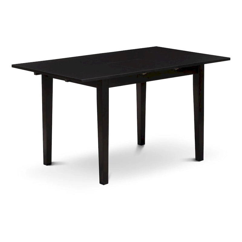 Table de cuisine - une table à manger avec rallonge papillon et chaises Parsons, noires