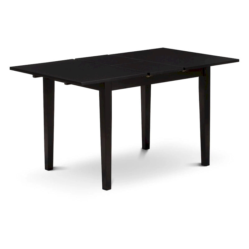 Table de cuisine - une table à manger avec rallonge papillon et chaises Parsons, noires