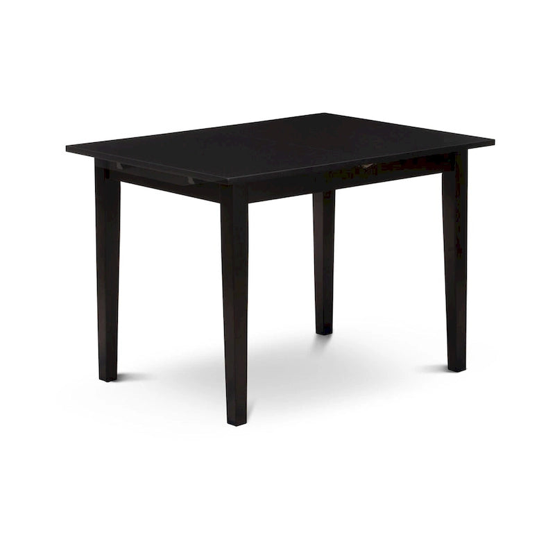 Table de cuisine - une table à manger avec rallonge papillon et chaises Parsons, noires