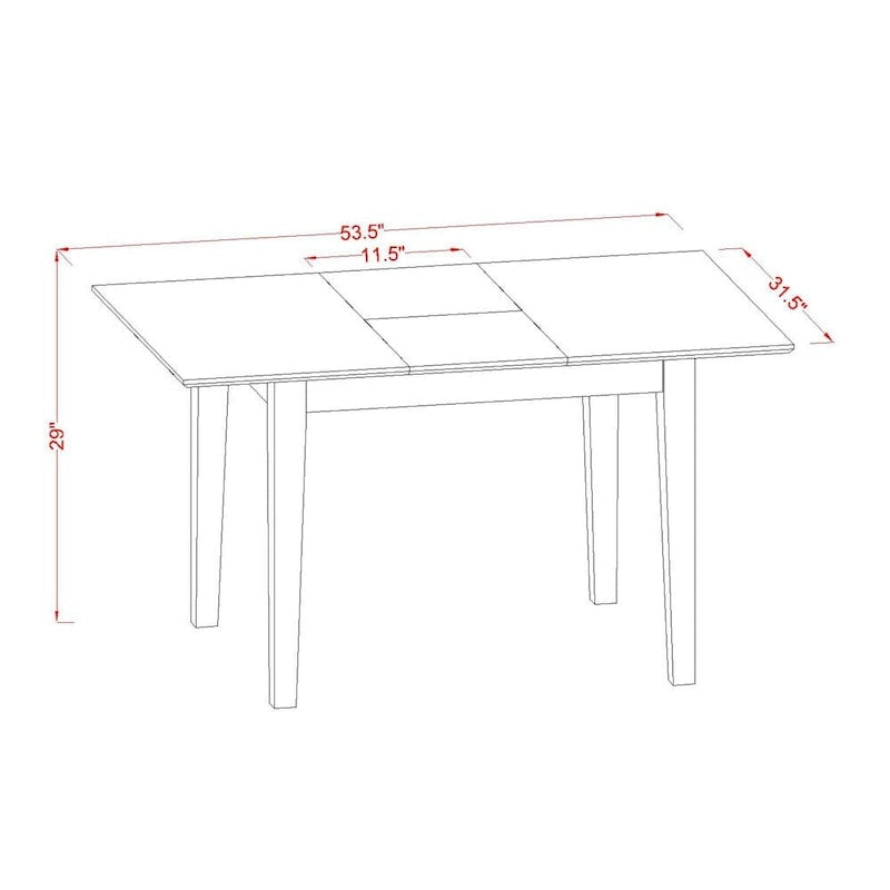 Table de cuisine - une table à manger avec rallonge papillon et chaises Parsons, noires