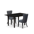 Table de cuisine - une table à manger avec rallonge papillon et chaises Parsons, noires