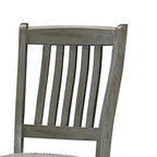 Chaise de 26 pouces de hauteur de comptoir, dossier à lattes, bois gris, siège en tissu