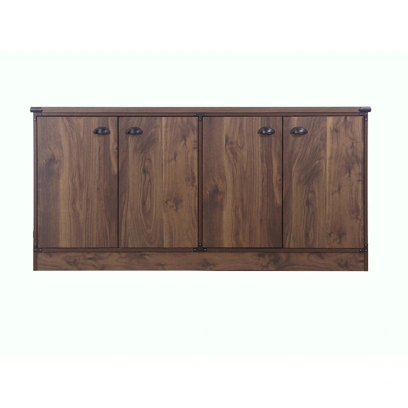 Bahut à quatre portes en noyer foncé contemporain Brunei avec armoire de classement