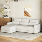 Canapé d'angle modulaire en forme de L avec coussins de dossier amovibles et 3 oreillers