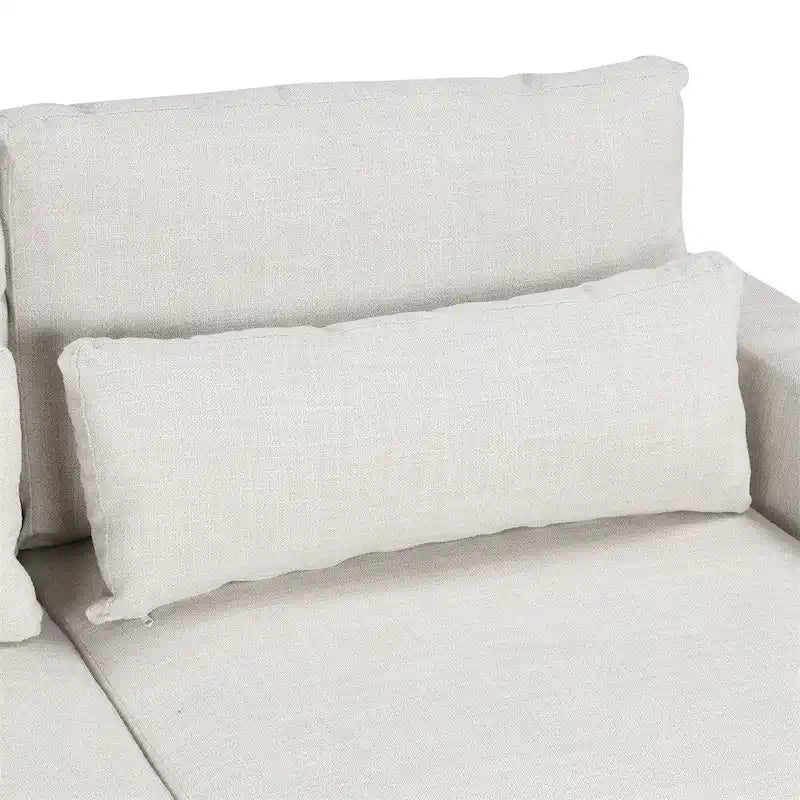 Canapé d'angle modulaire en forme de L avec coussins de dossier amovibles et 3 oreillers