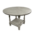 Table ronde de hauteur comptoir en bois avec étagère, gris clair