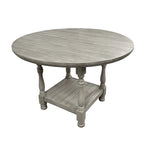 Table ronde de hauteur comptoir en bois avec étagère, gris clair