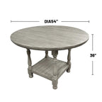 Table ronde de hauteur comptoir en bois avec étagère, gris clair