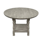 Table ronde de hauteur comptoir en bois avec étagère, gris clair