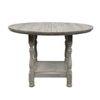 Table ronde de hauteur comptoir en bois avec étagère, gris clair