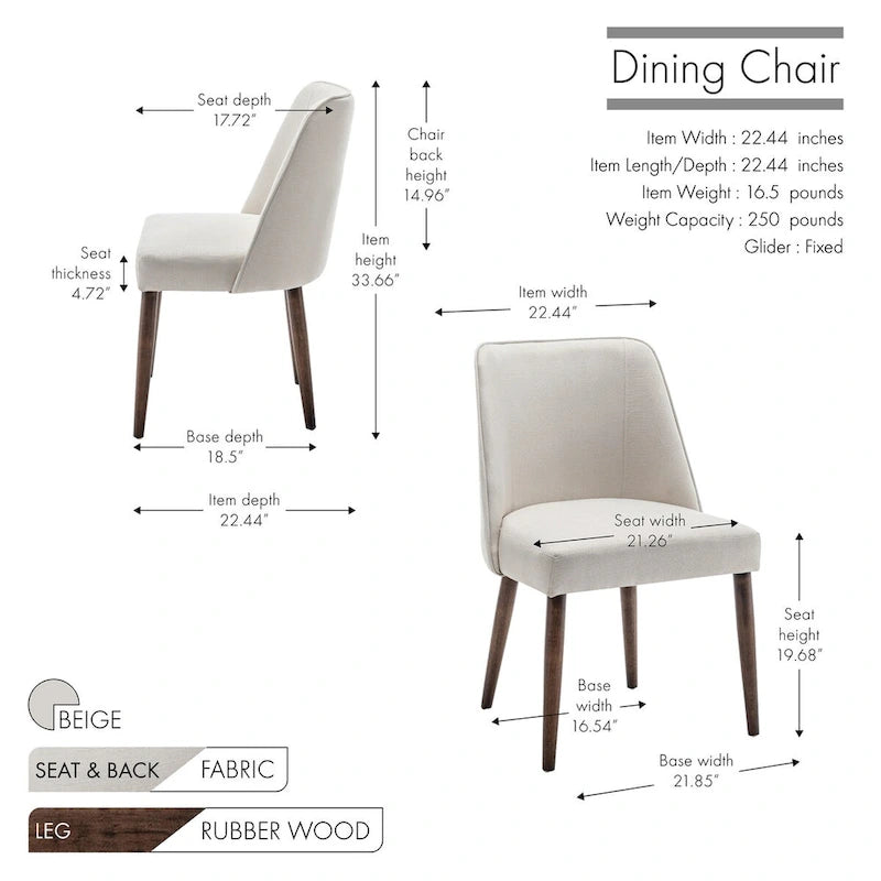 Chaises de salle à manger en tissu Nev avec pieds en bois