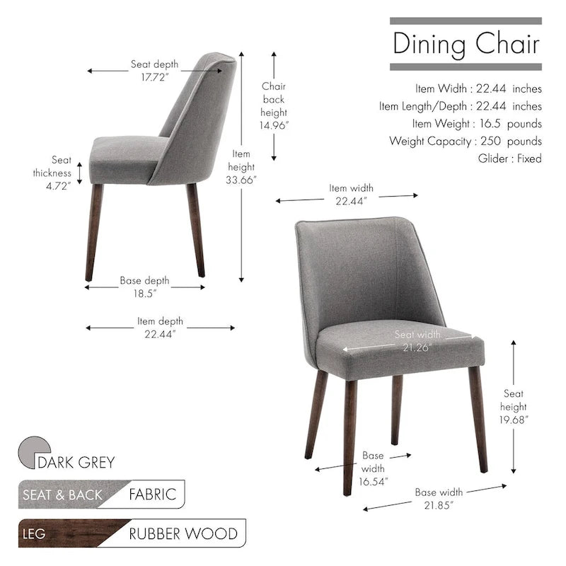 Chaises de salle à manger en tissu Nev avec pieds en bois