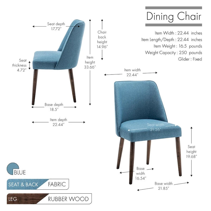 Chaises de salle à manger en tissu Nev avec pieds en bois
