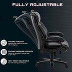 Fauteuil de bureau ergonomique grand dossier, grande taille, supporte 180 kg