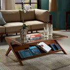 Table basse Rocket avec plateau en verre trempé, table d'appoint moderne pour salon, chambre, studio, table de salon confortable, lecture confortable.