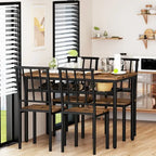 Table à manger moderne de style industriel pour 4 personnes, table et chaises de cuisine en bois, table de salle à manger avec étagère de rangement