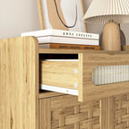 Meuble bas moderne avec tiroir et étagère réglable, buffet de rangement style porte de grange pour cuisine, salle à manger, salle de bain, entrée