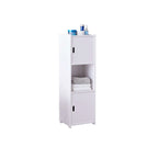 Meuble de Rangement pour Salle de Bain, avec Étagère Ouverte et Portes, Blanc