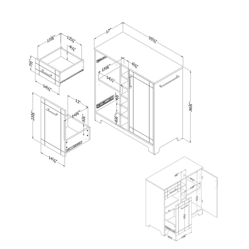 Meuble bar Vietti avec rangement pour bouteilles et verres