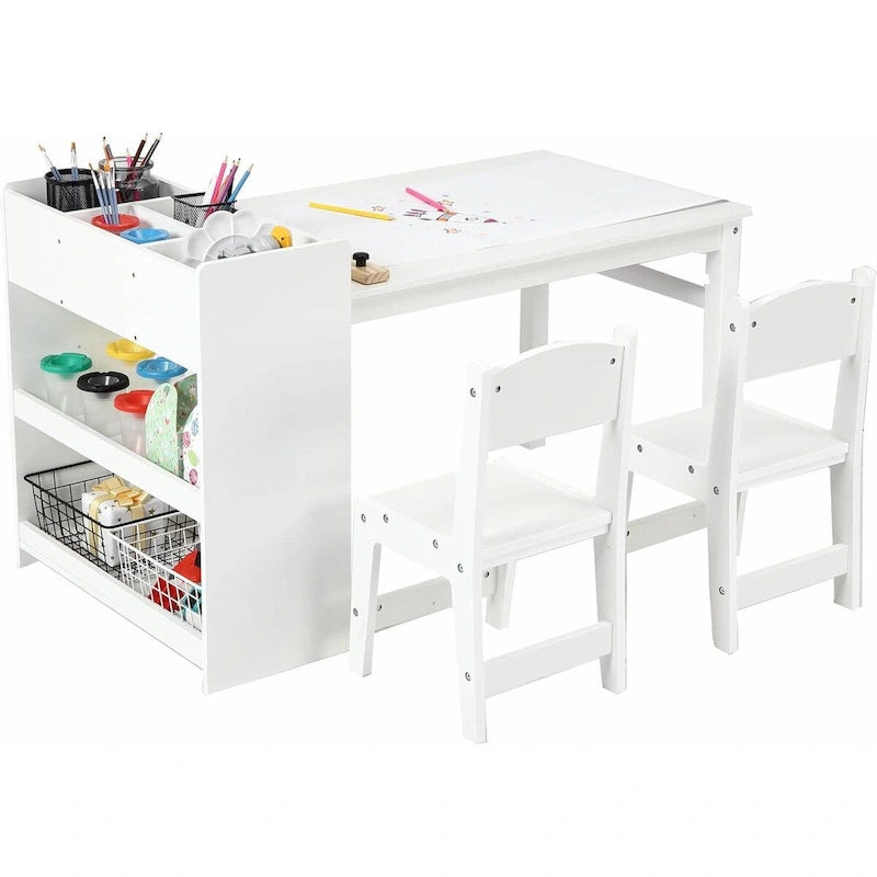 Table d'activités pour enfants avec chaises, bureau d'activités avec étagères de rangement
