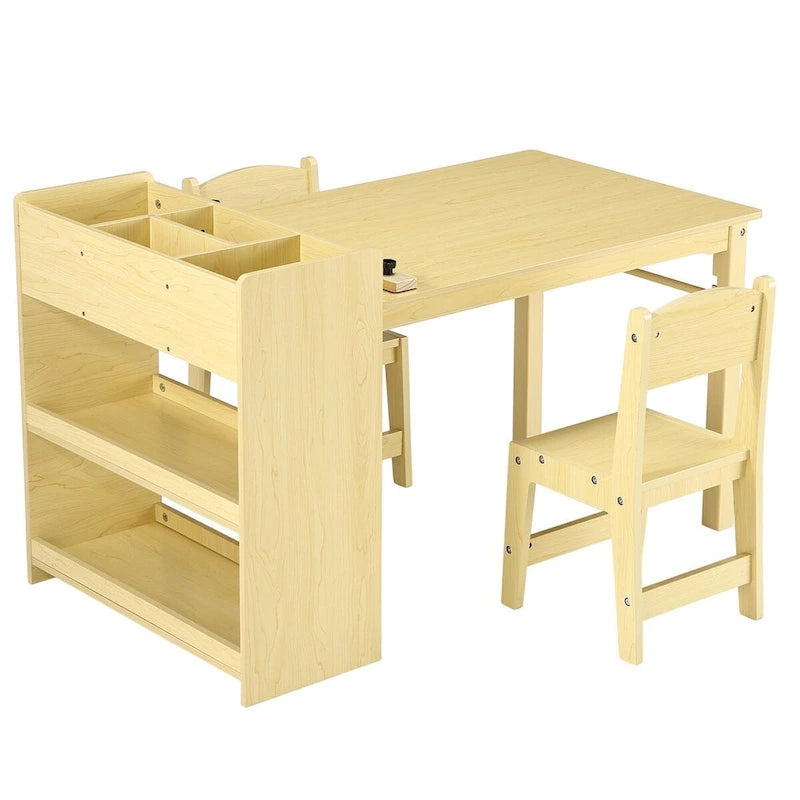Table d'activités pour enfants avec chaises, bureau d'activités avec étagères de rangement