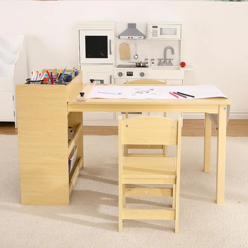 Table d'activités pour enfants avec chaises, bureau d'activités avec étagères de rangement