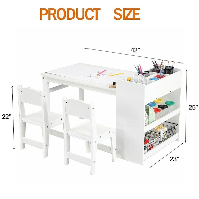 Table d'activités pour enfants avec chaises, bureau d'activités avec étagères de rangement