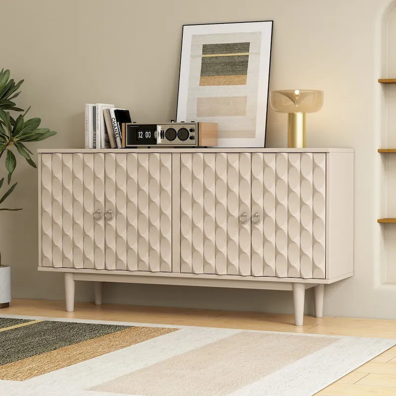 Bahut moderne à 4 portes avec portes à motifs convexes