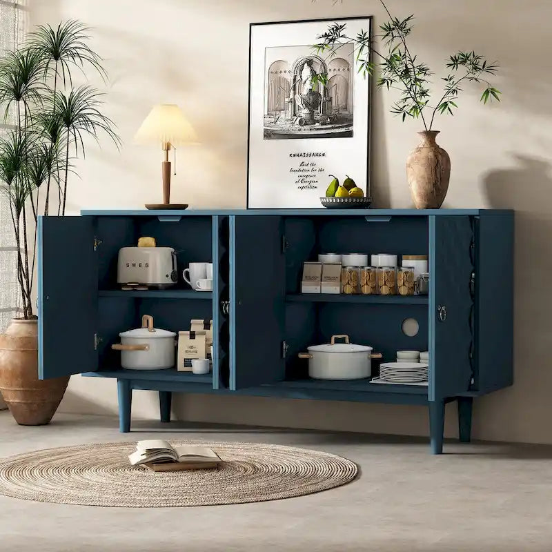 Bahut moderne à 4 portes avec portes à motifs convexes