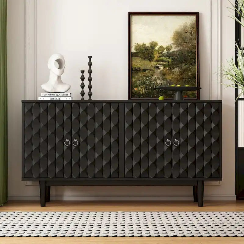 Bahut moderne à 4 portes avec portes à motifs convexes